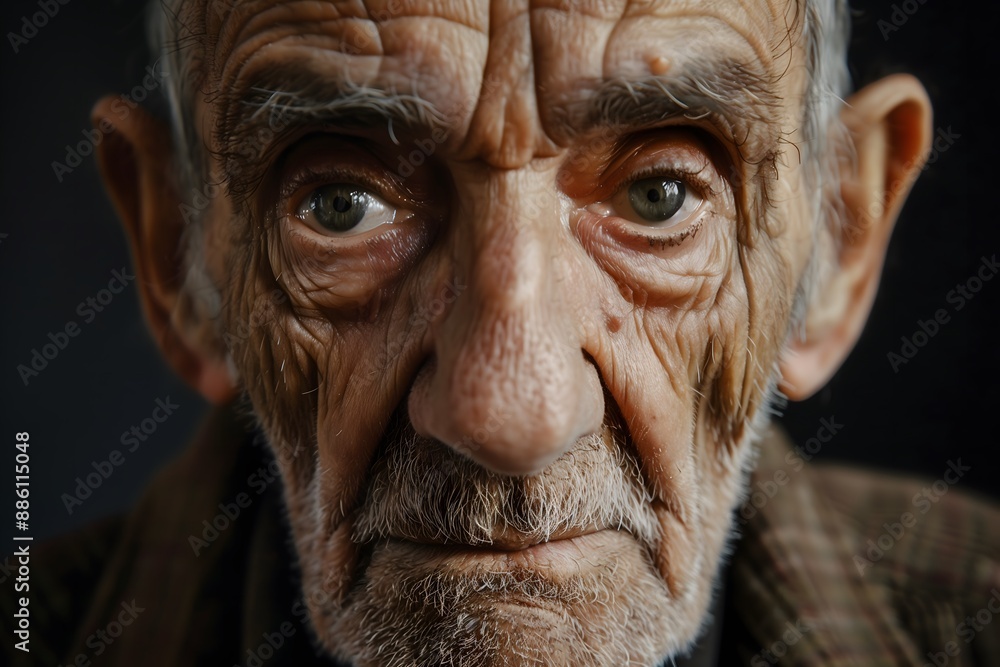 Close-Up Portrait of an Elderly Man with Deep Wrinkles Close-Up Portrait of an Elderly Man with Deep Wrinkles