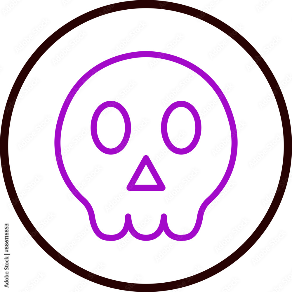 Skull Vector Line Purple Circle Black Skull Vector Line Purple Circle Black