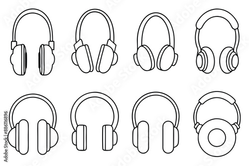 Bluetooth Headphone Art Modern Line Art Illustration Designs Inspiration