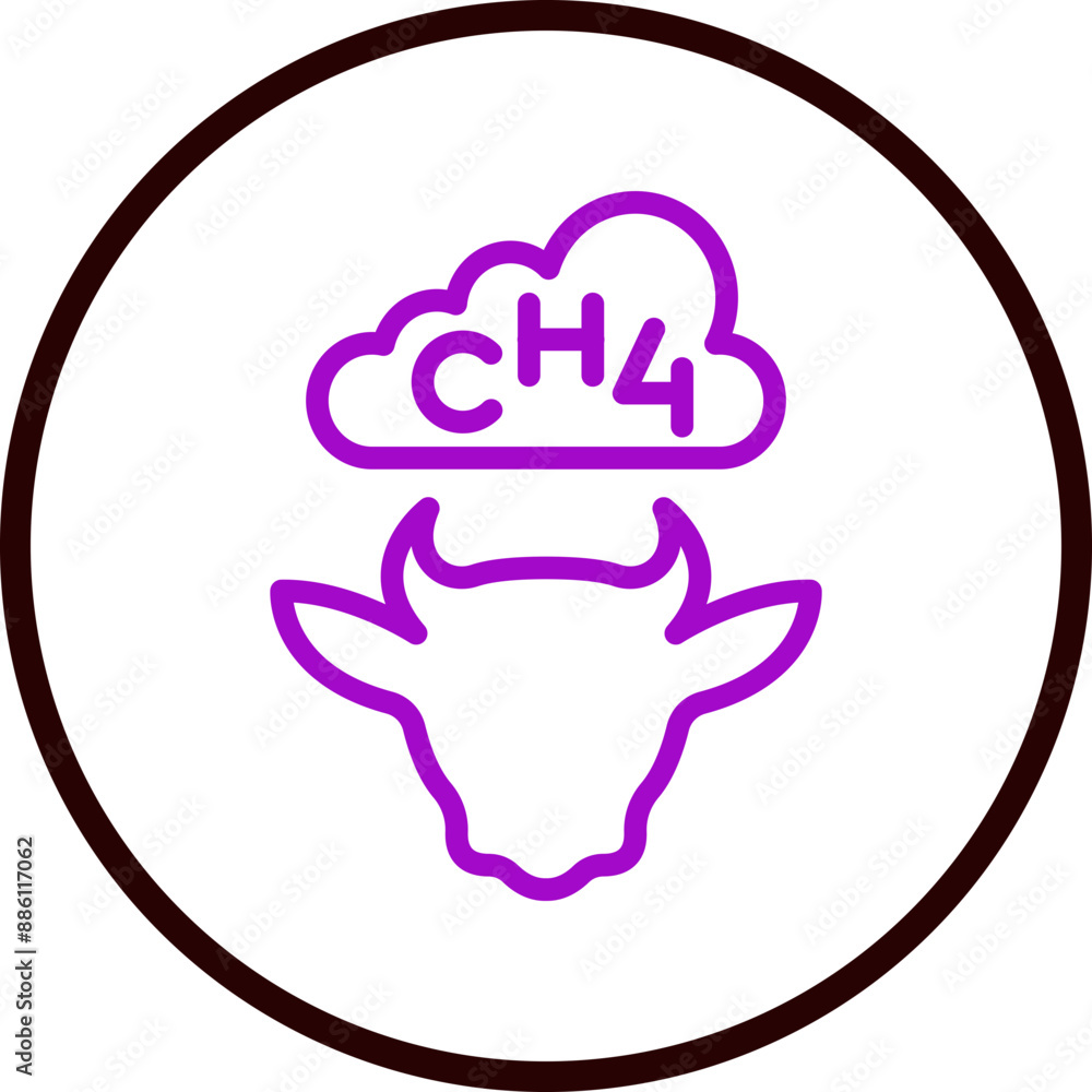 Livestock Emissions Vector Line Purple Circle Black Livestock Emissions Vector Line Purple Circle Black