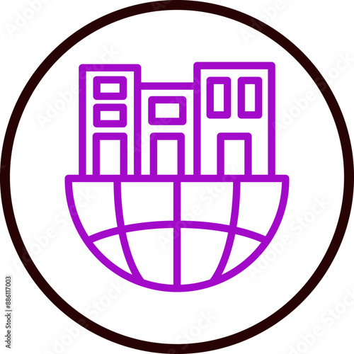 Urban Sprawl Vector Line Purple Circle Black