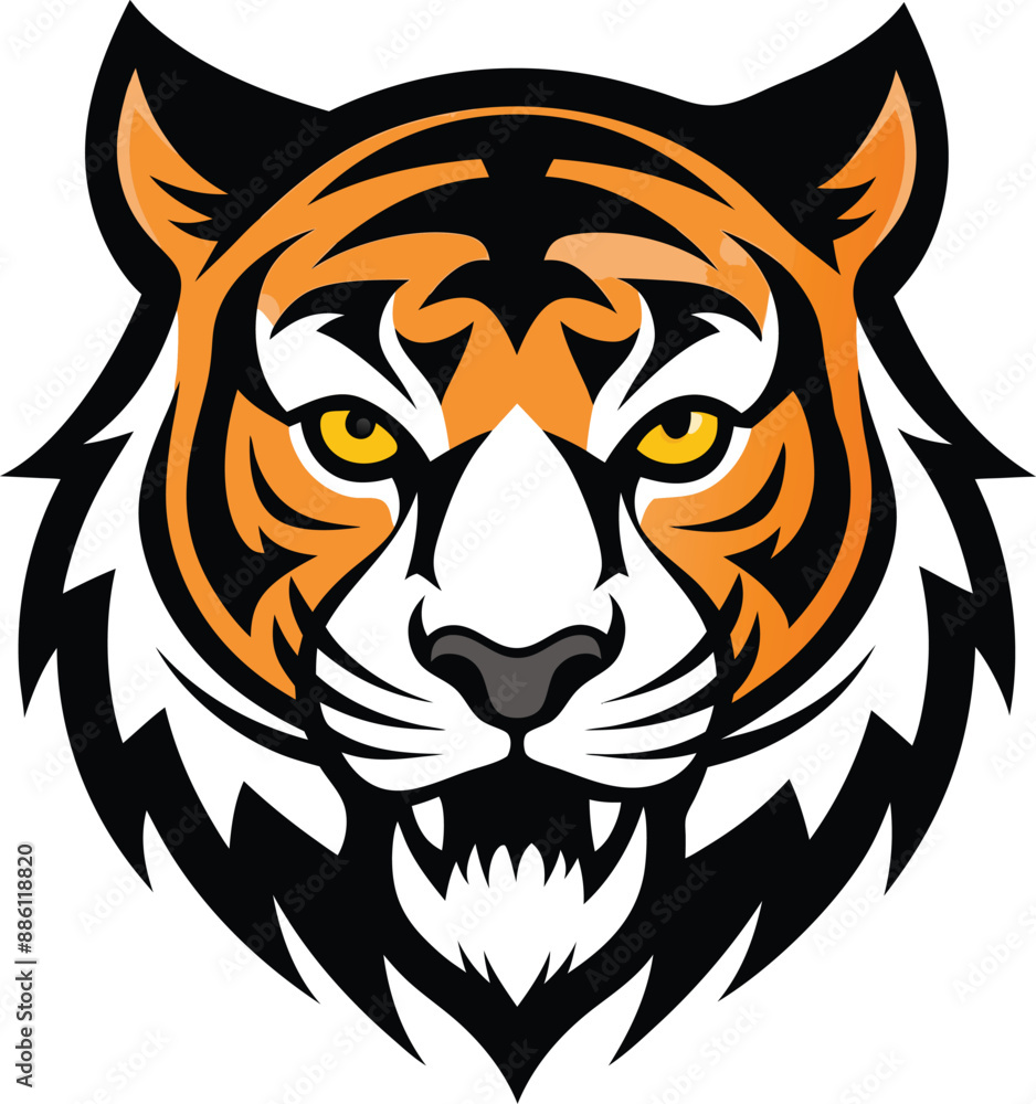 Obraz premium Orange tiger logo type vector illustration art.