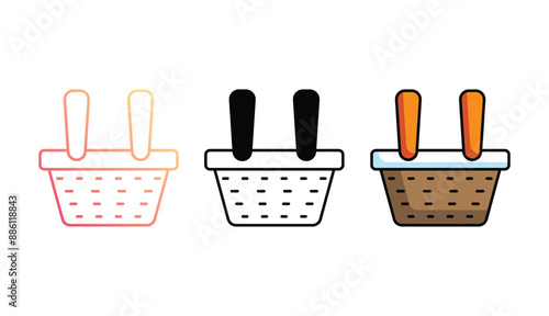 Picnic Basket icon design with white background stock illustration