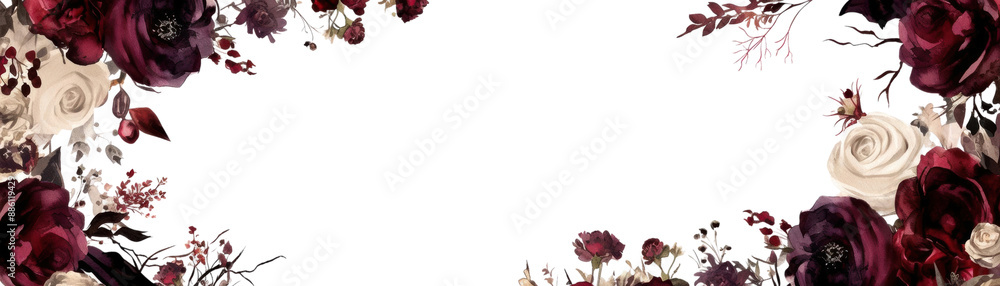 Spooky yet beautiful Halloween scene with watercolor flowers and open text area Spooky yet beautiful Halloween scene with watercolor flowers and open text area