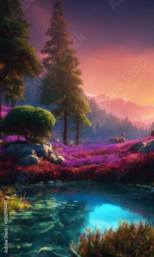 sunset over the river