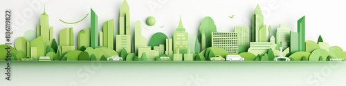 panorama 3d green city cityline.