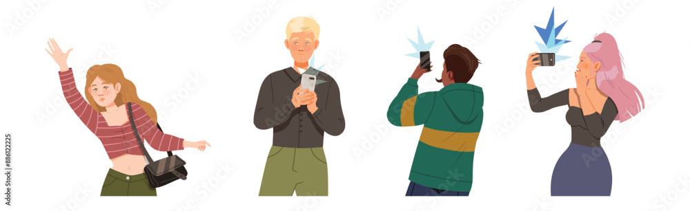 Protesting People Character at Demonstration or Strike Vector Set Protesting People Character at Demonstration or Strike Vector Set