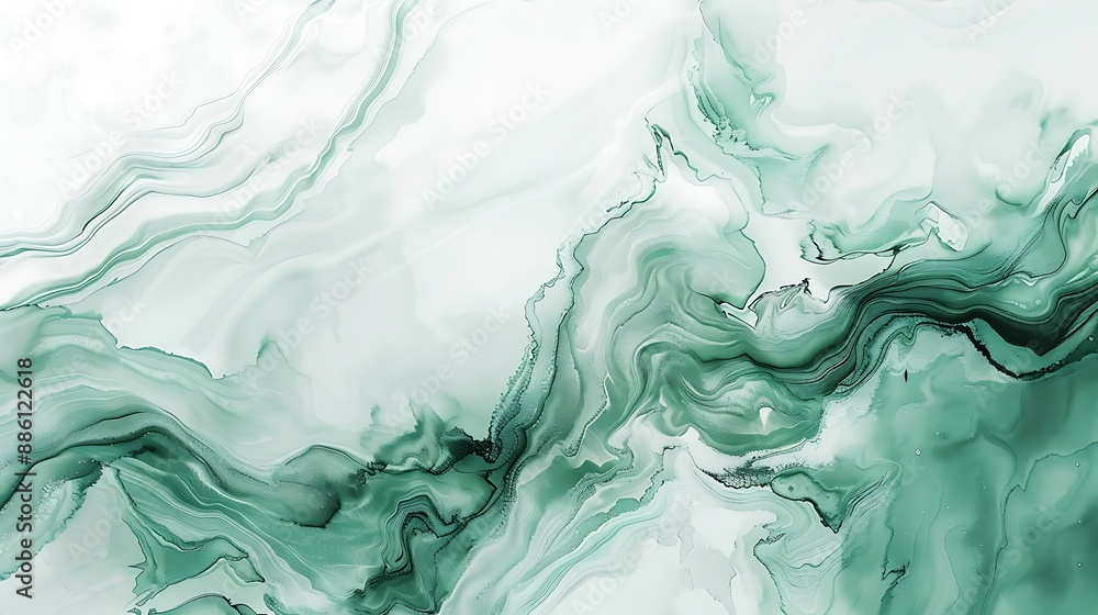 Tranquil marble ink art in soft green and white, fluid patterns, minimalistic design on high-quality paper texture Tranquil marble ink art in soft green and white, fluid patterns, minimalistic design on high-quality paper texture
