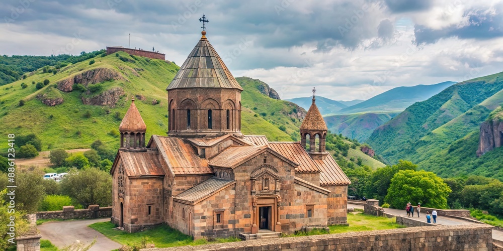 Beautiful Hovhanavank monastery in Armenia with stunning architecture and scenic surroundings, Armenia Beautiful Hovhanavank monastery in Armenia with stunning architecture and scenic surroundings, Armenia