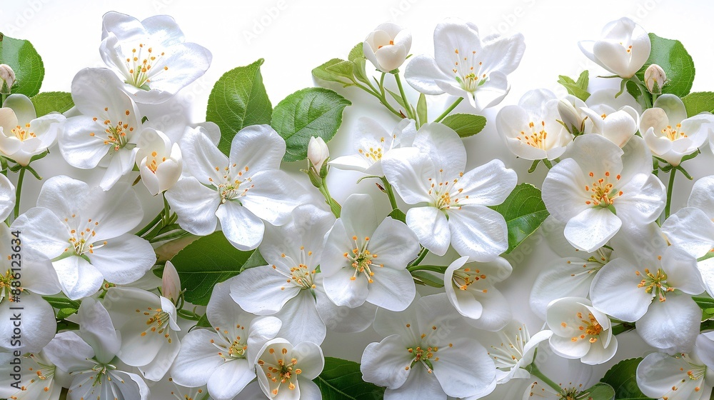 Fototapeta premium Lovely jasmine blooms against a white backdrop.