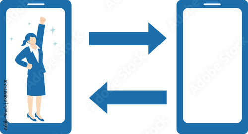 携帯でやりとりするビジネスイラストフレーム素材