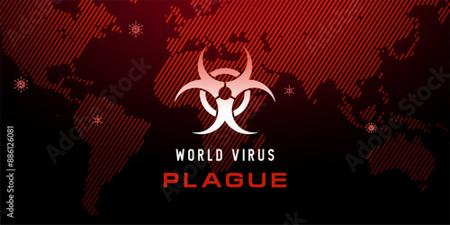 world epidemic virus plague Vector red Background . world war bio hazard virus map confirmed cases report worldwide globally. Toxic disease situation update worldwide with world map. 