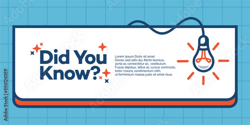 fun fact blank template fyi vector with lightbulb idea and cable symbol element. Did you know geometric message bubble with light vector image. template post icon for social media background.
