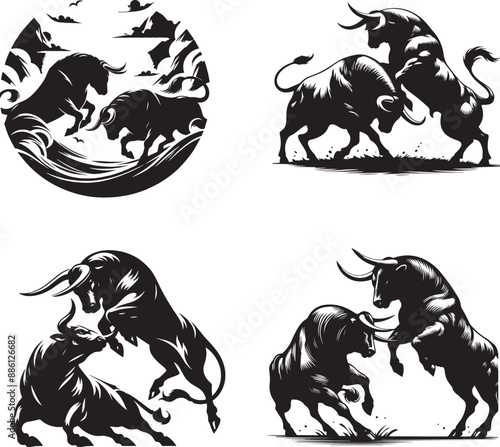 Fighting Bulls vs Roar Bulls silhouette 