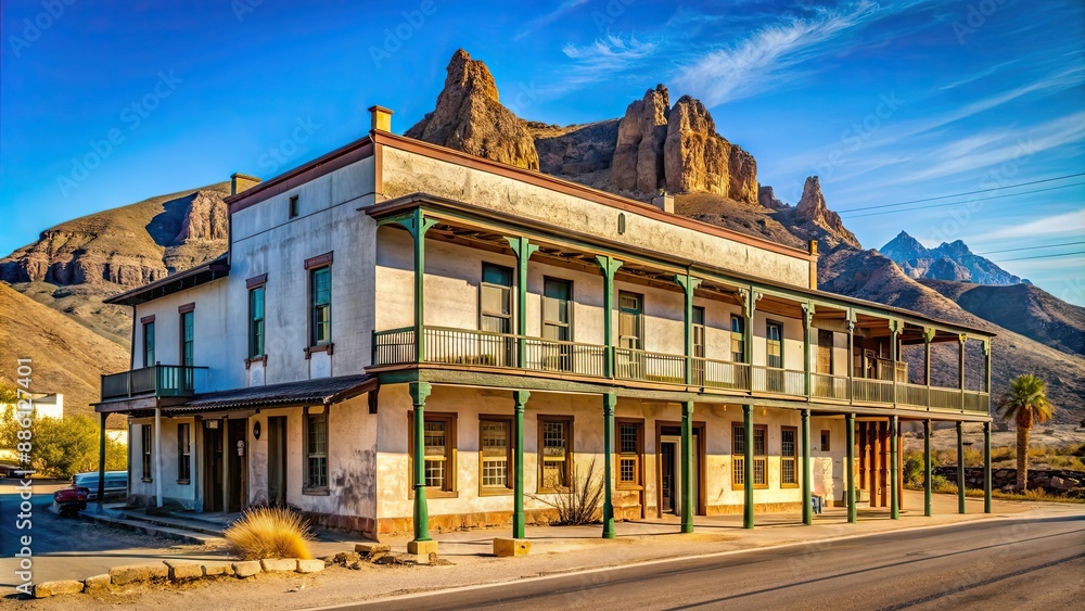 Historic hotel on Route 66 in Oatman, Arizona, Oatman, Arizona, USA, historic, hotel, Route 66, nostalgia, Americana Historic hotel on Route 66 in Oatman, Arizona, Oatman, Arizona, USA, historic, hotel, Route 66, nostalgia, Americana