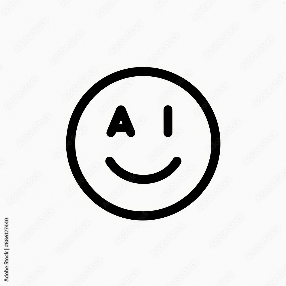 A smiling ai icon: a digital representation of joy and intelligence. A smiling ai icon: a digital representation of joy and intelligence.