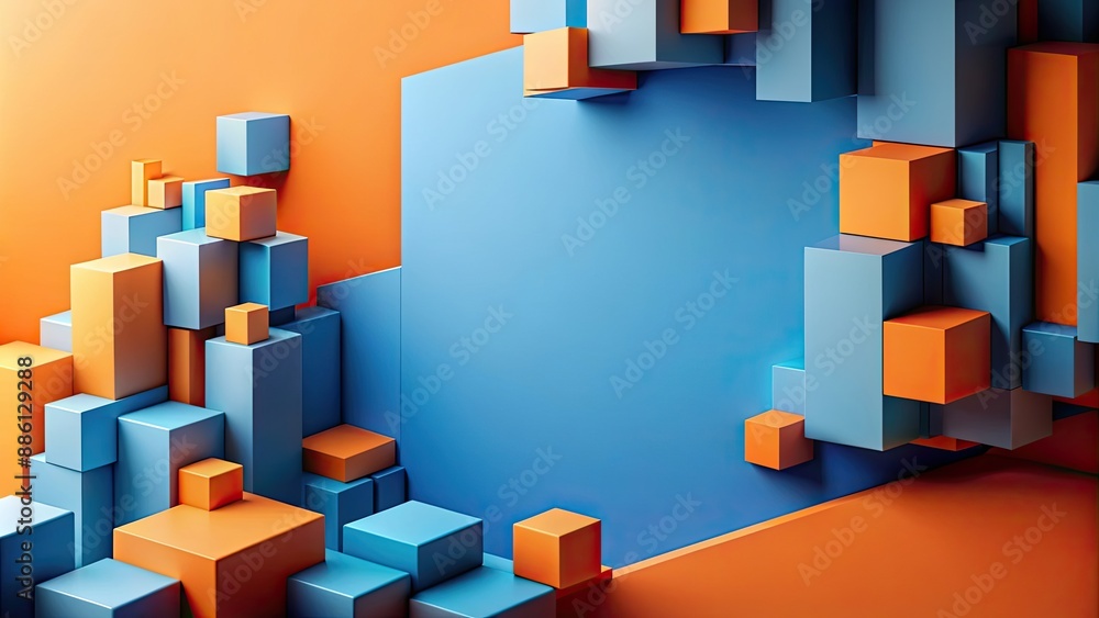 Three-dimensional graphic with blue and orange tones , graphic design, abstract, technology, futuristic, vibrant Three-dimensional graphic with blue and orange tones , graphic design, abstract, technology, futuristic, vibrant