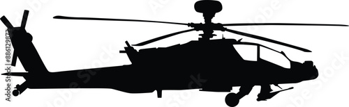 Silhouette of apache helicopter full length illustration