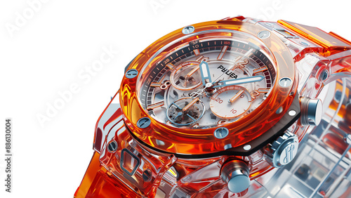 Luxury watch, Orange Elegance transparent background,