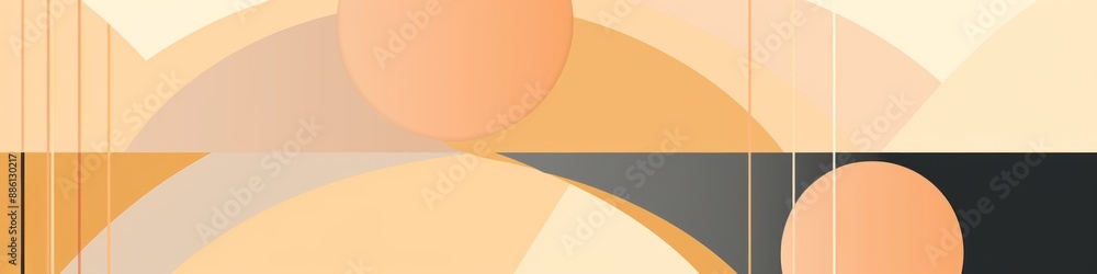 Obraz premium Abstract background featuring geometric shapes in beige, orange, and gray colors