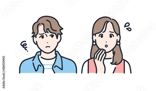 考える 悩む 困る 若い男女 アイコン