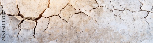 Close-up of cracked and dry soil texture showcasing patterns of drought, illustrating environmental impact and natural earth textures.