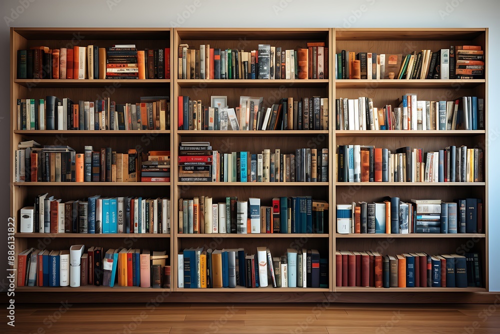 Bookshelf with books in the library. 3d rendering. Bookshelf with books in the library. 3d rendering.
