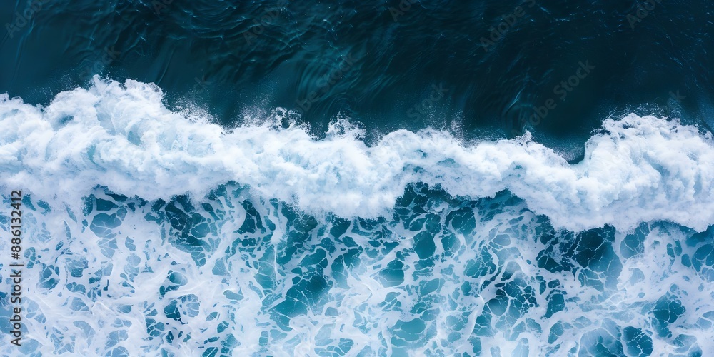 Drone captures stunning aerial view of ocean waves crashing. Concept Aerial Photography, Ocean Waves, Drone Footage, Stunning Views, Nature Photography Drone captures stunning aerial view of ocean waves crashing. Concept Aerial Photography, Ocean Waves, Drone Footage, Stunning Views, Nature Photography