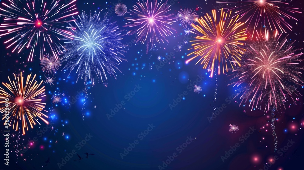 Festive fireworks background with black copy space, Festive fireworks background with black copy space,