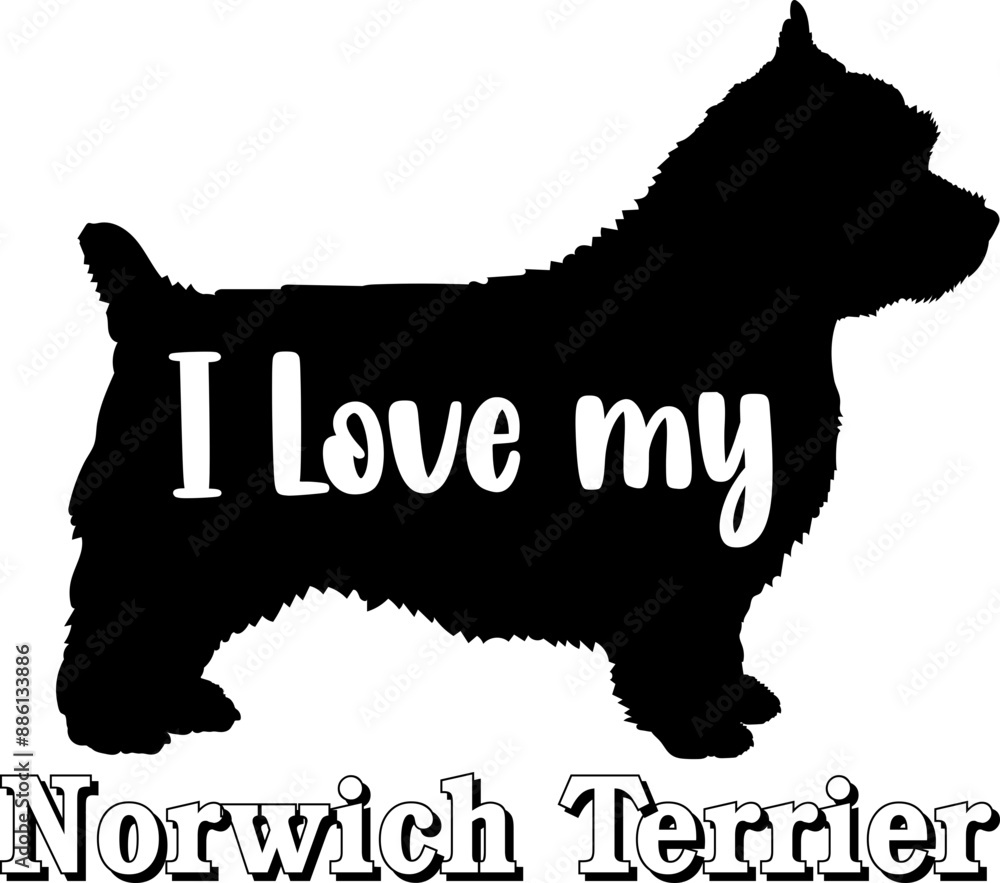 Norwich Terrier. I love my dog Dog silhouette dog breeds logo dog monogram vector
Norwich Terrier. I love my dog Dog silhouette dog breeds logo dog monogram vector