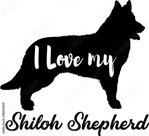 Shiloh Shepherd I love my dog Dog silhouette dog breeds logo dog monogram vector
