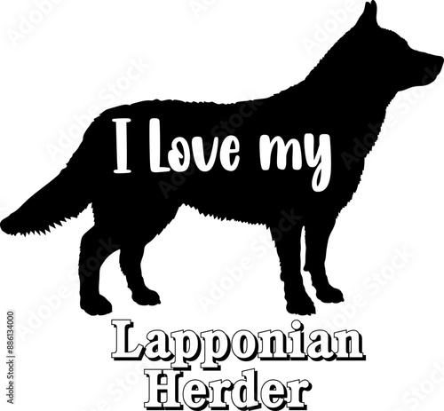  Lapponian Herder I love my dog Dog silhouette dog breeds logo dog monogram vector
