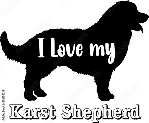 Karst Shepherd. I love my dog Dog silhouette dog breeds logo dog monogram vector
