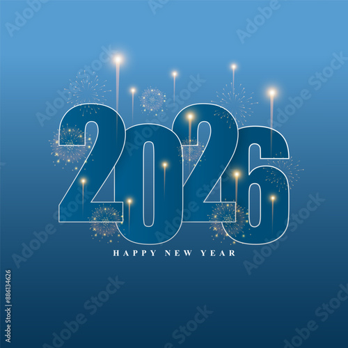 Vector illustration of Happy New Year 2026 social media feed template