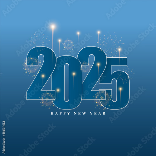 Vector illustration of Happy New Year 2025 social media feed template