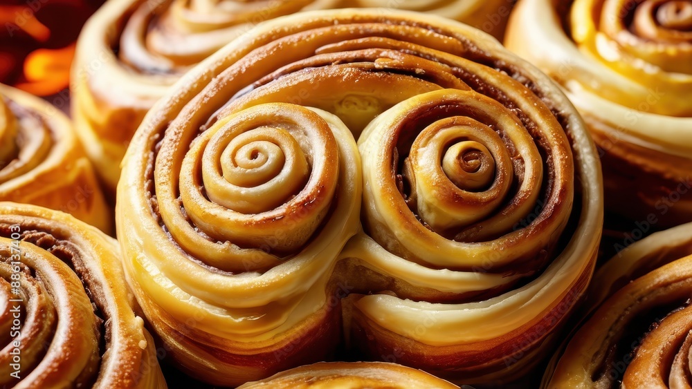 Fototapeta premium Close-up of Freshly Baked Cinnamon Rolls.