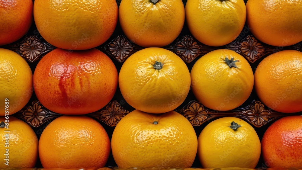 Closeup of Oranges in a Basket.