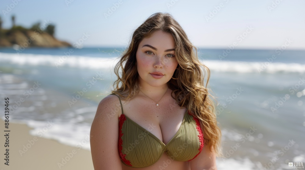 chubby, Woman in Bikini on Beach. chubby, Woman in Bikini on Beach.