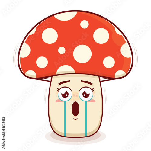 mushroom scared face cartoon cute