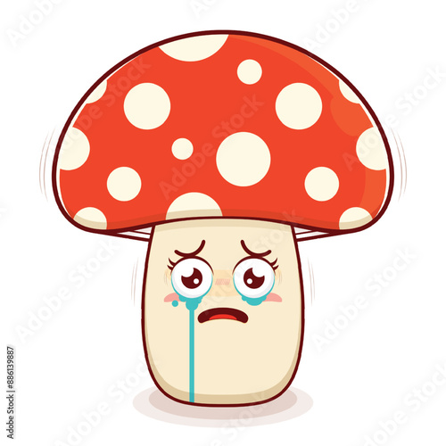 mushroom scared face cartoon cute