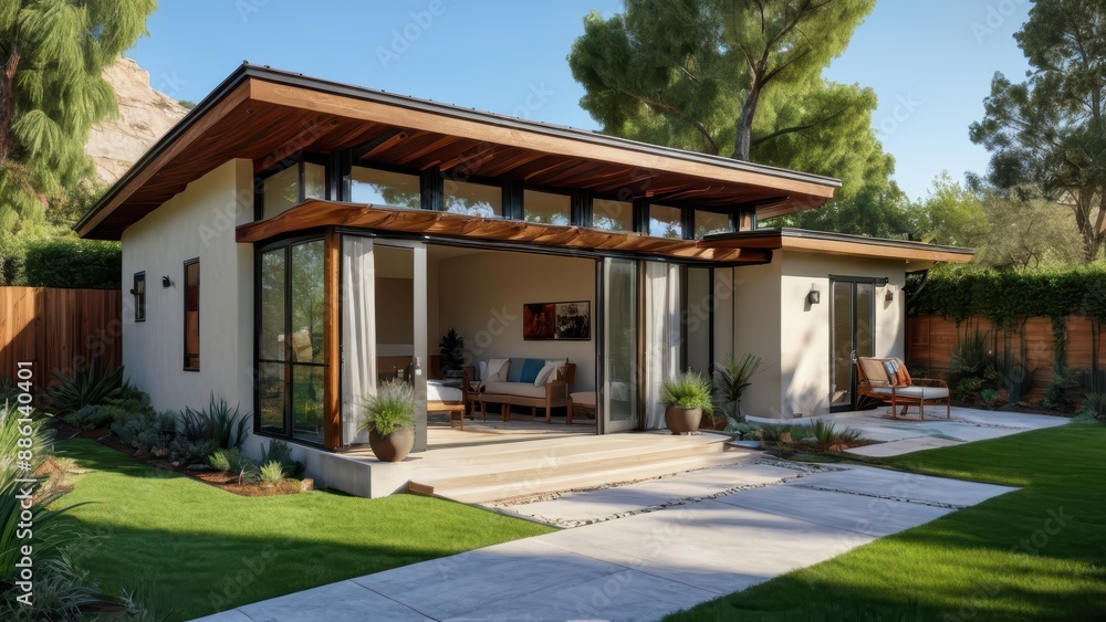 Fototapeta premium Modern House with Patio and Garden.