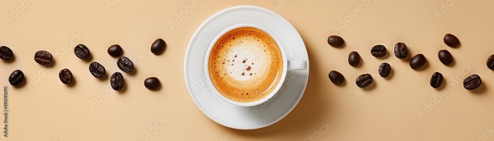 Arabica beans, espresso shot, frothy foam, flat design illustration Arabica beans, espresso shot, frothy foam, flat design illustration