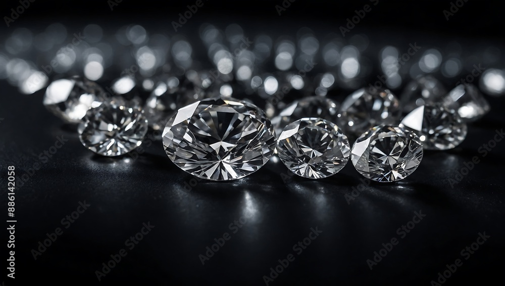 Sparkling diamonds against a sleek black backdrop Sparkling diamonds against a sleek black backdrop