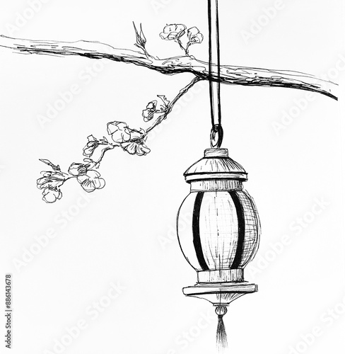 Hand drawn illustration of a lamp