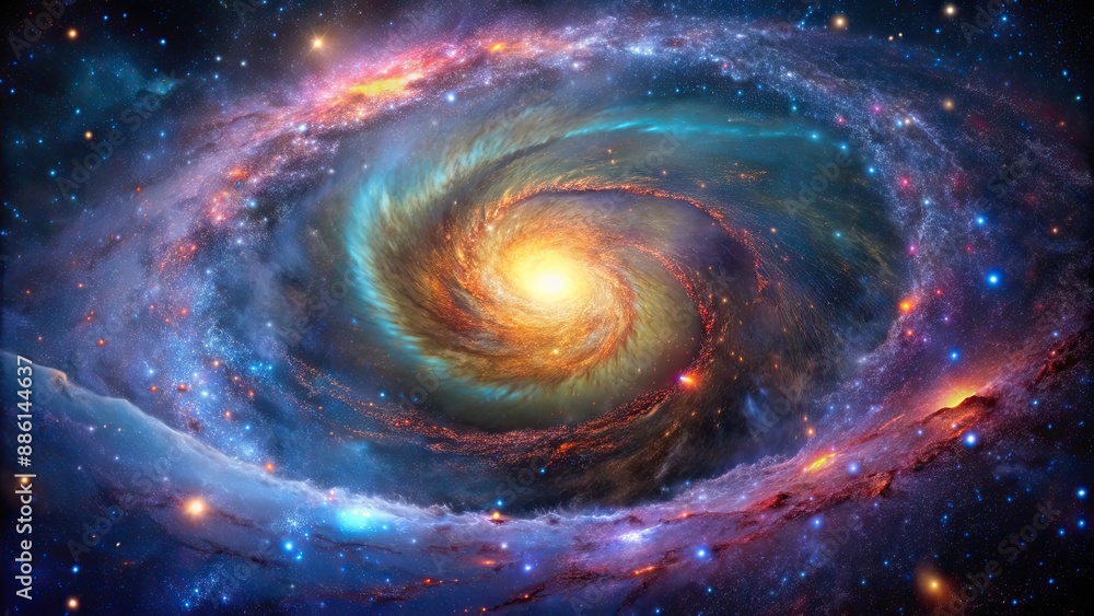 Dynamic galactic swirls, a kaleidoscope of colorful star fields in the vast cosmos Dynamic galactic swirls, a kaleidoscope of colorful star fields in the vast cosmos