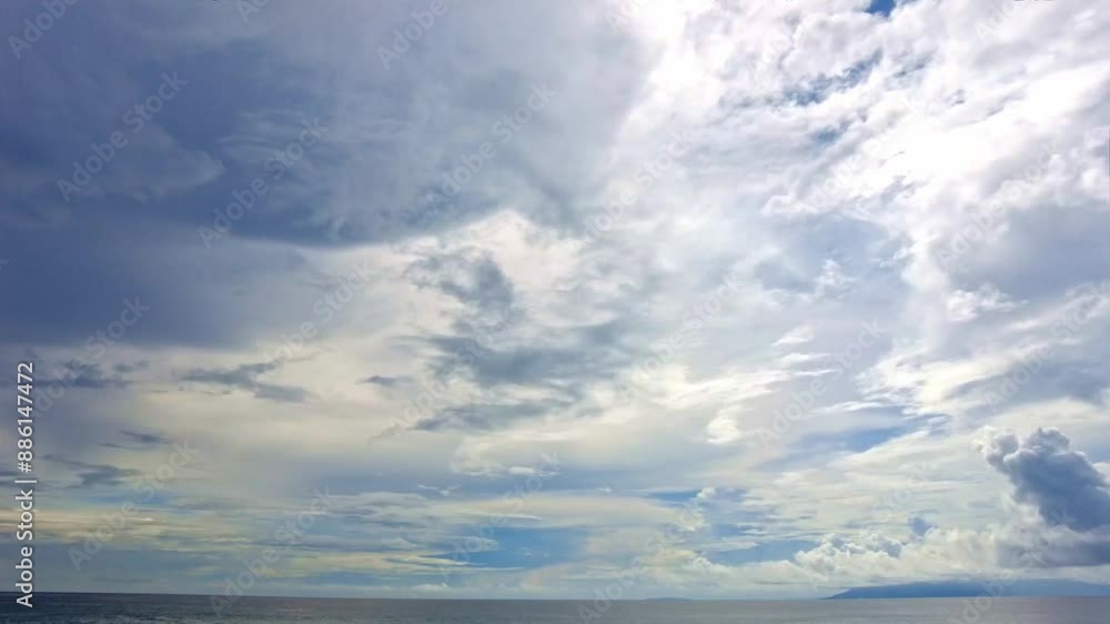 Clouds moving slowly over the ocean. Timelapse on a cloudy day over the tropical oceans. Clouds moving slowly over the ocean. Timelapse on a cloudy day over the tropical oceans.