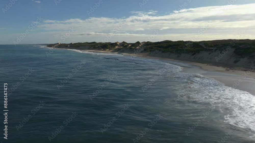 Some beach fishermen on the beach of Wilbinga in the morning. Rising aerial shot tilting down then tilting up again. Some beach fishermen on the beach of Wilbinga in the morning. Rising aerial shot tilting down then tilting up again.
