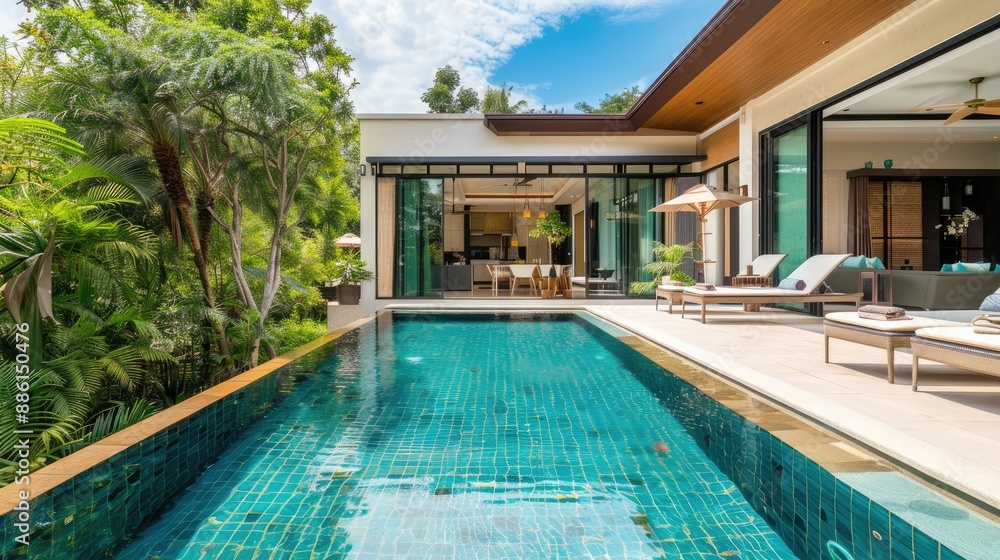 custom made wallpaper toronto digitalLuxury private swimming pool with modern design, surrounded by elegant outdoor decor