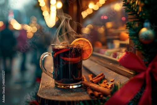 A mulled wine stand at a Christmas market