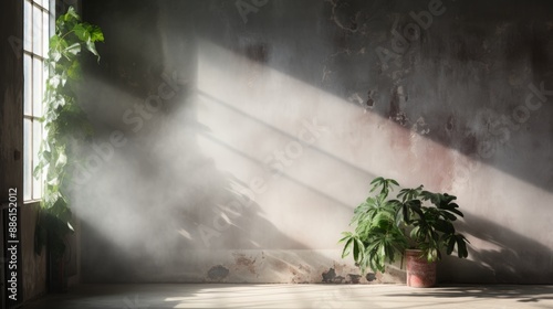 Air conditioning unit dispersing refreshing cool air into a brightly illuminated room photo